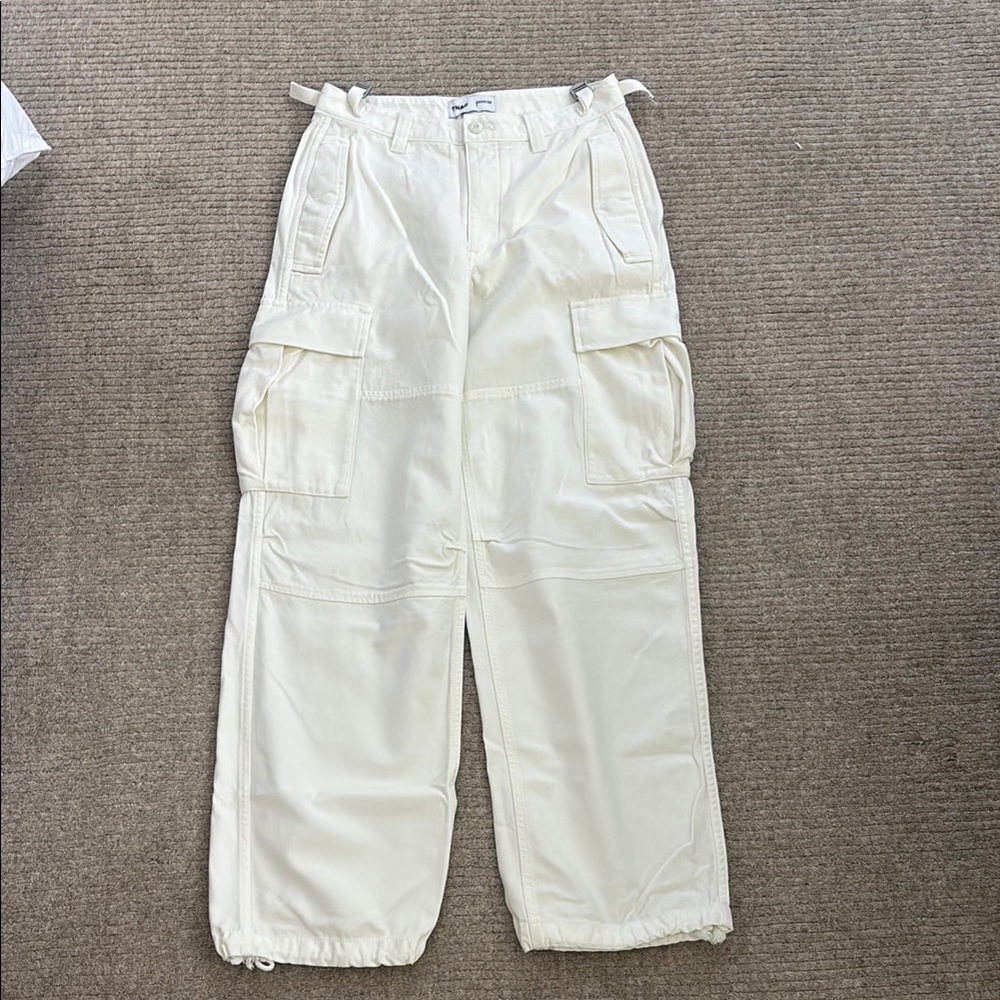 TNA Cream Cargo Pants High-Waisted Relaxed Fit